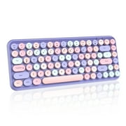 FELICON Wireless Bluetooth Keyboard Mini Portable 84-Key Keyboard Compatible with Android, Windows, PC, Tablet-Dark, Perfer for Home and Office Keyboards (Purple-Colorful)